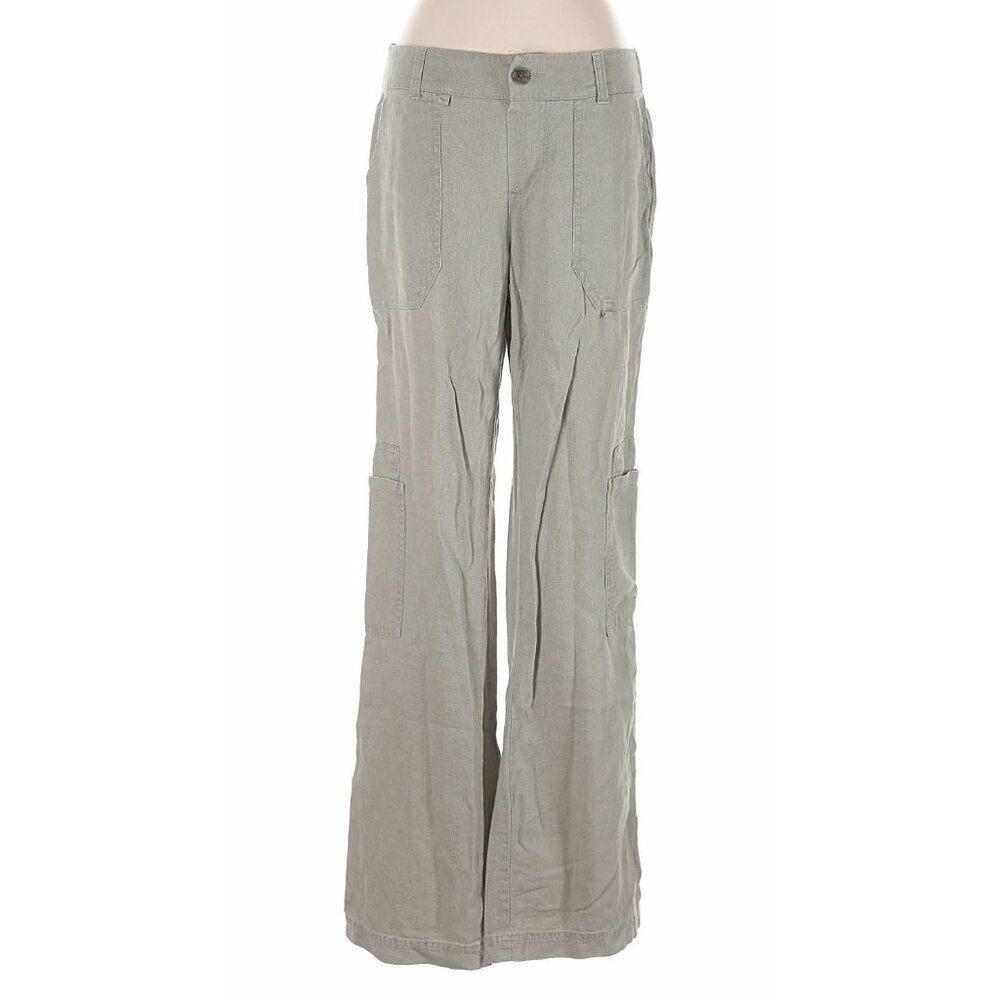 Gray Linen Blend Cargo Pants